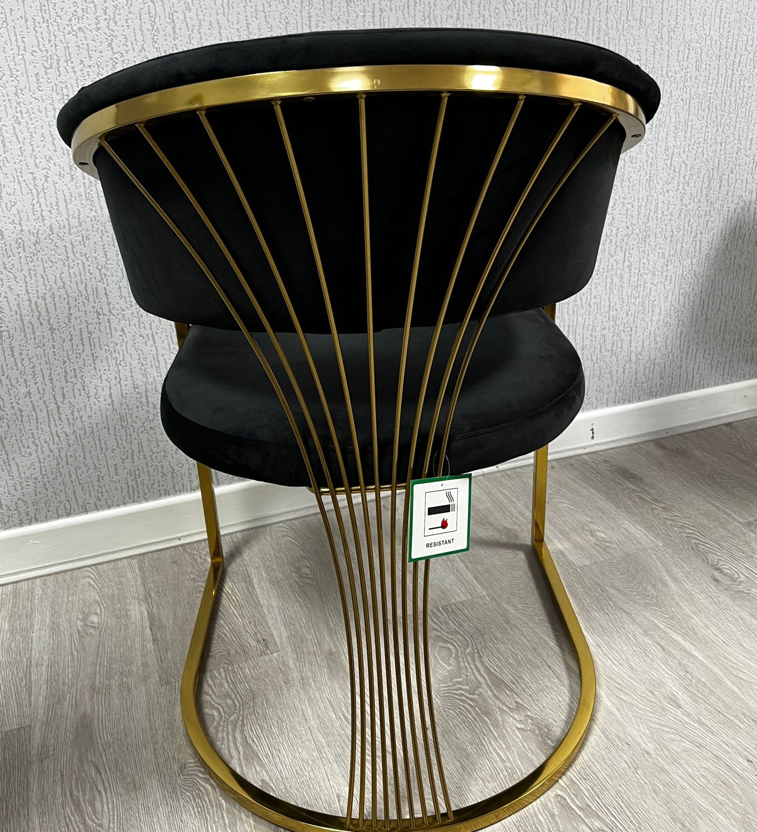 Savoy Black/Gold Leathaire Fabric Dining Chair