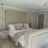 The Ascot Luxury Panel Velvet Gold Trim TV Bed