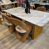Melbourne 180cm Cream & Gold Ribbed Ceramic Marble Dining Table