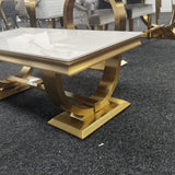 Arianna Gold 120cm Ceramic Marble Coffee Table - 6 Colors