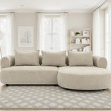 The Pebble Beige Boucle Fabric Right Hand Premium Corner Sofa