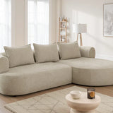 The Pebble Beige Boucle Fabric Right Hand Premium Corner Sofa