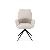 Davos 160cm Cream Ceramic Marble Dining Table With Beige 360 Swivel Velvet Dining Chairs