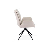 Sydney 160cm Cream Gold Ceramic Marble Dining Table With Fairmont Beige 360 Swivel Velvet Dining Chairs