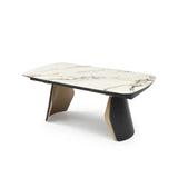 Fidenza 180-260cm Italian Black Ash & Calacatta Verde Ceramic Marble Side Extending Dining Table With Milo Walnut Wooden Dining Chairs