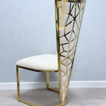 Florence High Back Cream/Gold Plush Velvet Dining Chair - Esme Furnishings