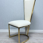 Florence High Back Cream/Gold Plush Velvet Dining Chair - Esme Furnishings