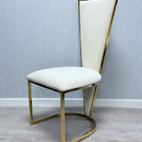 Florence High Back Cream/Gold Plush Velvet Dining Chair - Esme Furnishings