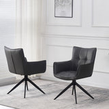 Franca PU Leather Swivel Dining Chairs With Black Metal Base - Pairs - 2 Colours
