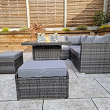 Georgia Grey Corner Sofa and Fire Pit Dining Table with 2 Stools
