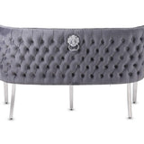 Valentino Lion Knocker Quilted Tufted Plush Velvet 150cm Dining Bench - 5 Colours-Esme Furnishings