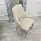 Brompton Cream/Gold Plush Velvet Dining Chair