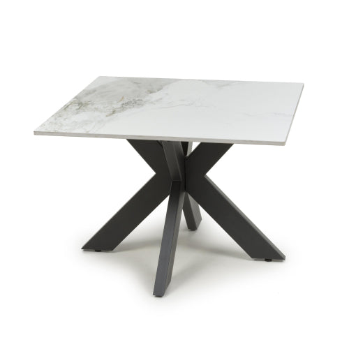 Regent White Ceramic Marble Lamp End Table