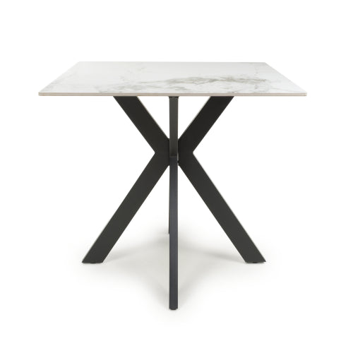 Regent 80cm White Ceramic Marble Dining Table
