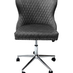 Valentino Grey Velvet Office Chair-Esme Furnishings