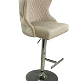 Valentino Mink Lion Knocker Quilted Back Plush Velvet Chrome Bar Stool-Esme Furnishings