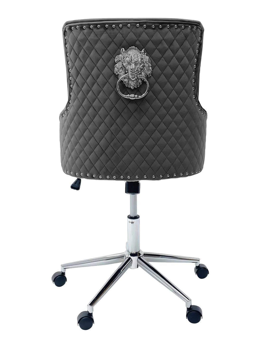 Majestic Grey Velvet Office Chair-Esme Furnishings