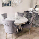 Chelsea 130cm Marble & Chrome Round Dining Table - 4 Colours-Esme Furnishings