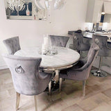 Chelsea 130cm Marble & Chrome Round Dining Table - 4 Colours-Esme Furnishings