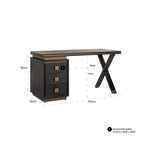 Hunter Black Oak and Gold 3 Drawer Desk-Belmont Interiors