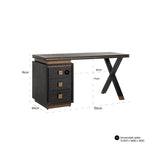 Hunter Black Oak and Gold 3 Drawer Desk-Belmont Interiors
