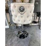 Valentino Mink Lion Knocker Quilted Back Plush Velvet Chrome Bar Stool-Esme Furnishings