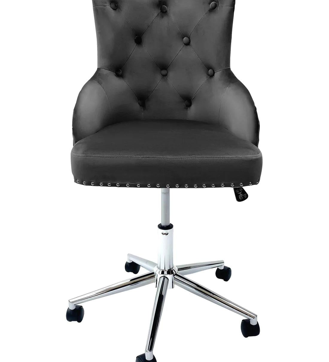 Majestic Grey Velvet Office Chair-Esme Furnishings