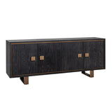 Richmond Interiors Hunter Black Oak and Gold 4 Door Sideboard