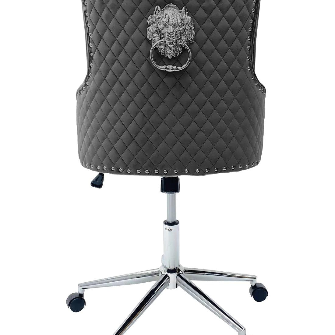 Majestic Grey Velvet Office Chair-Esme Furnishings