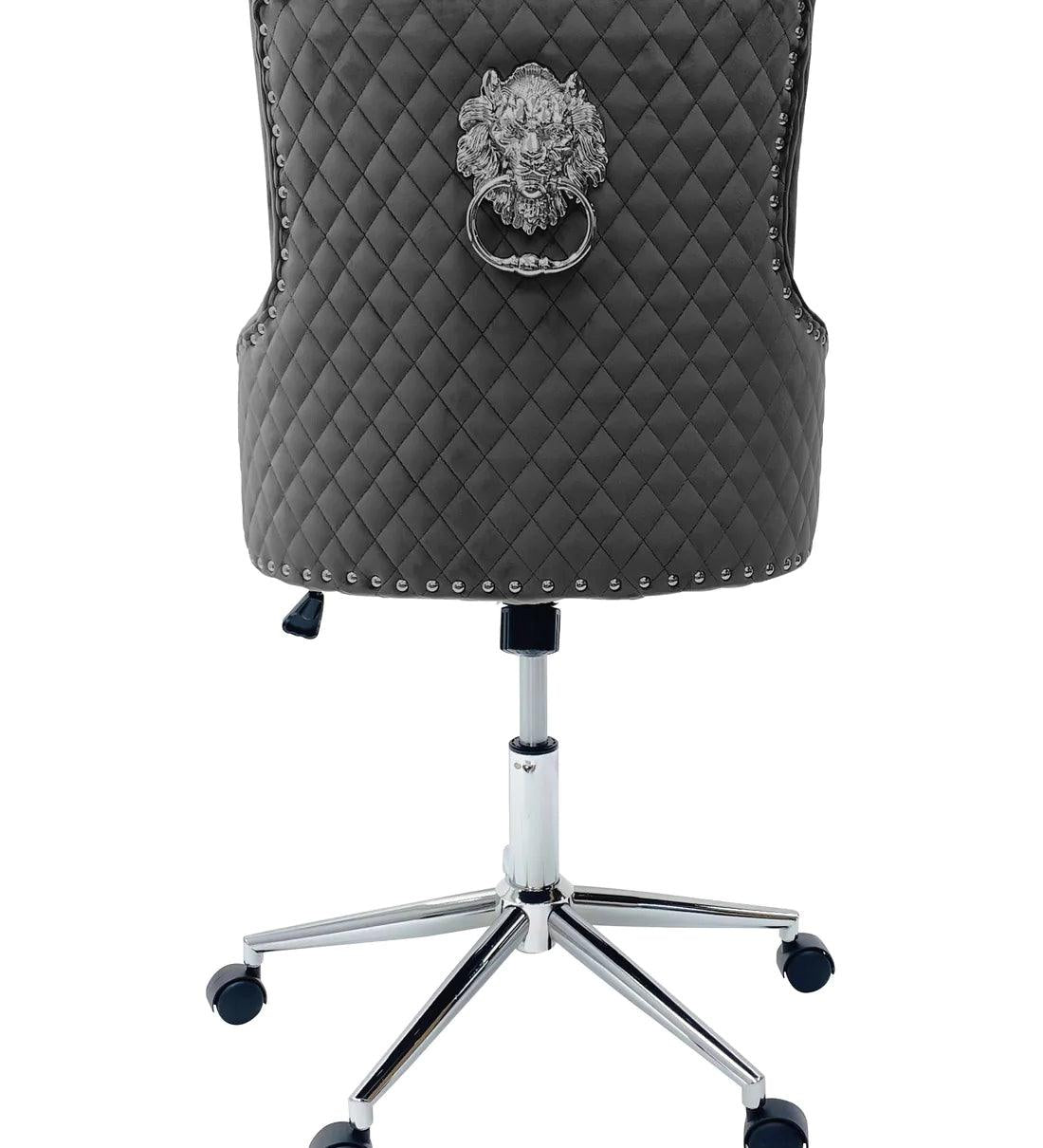 Majestic Grey Velvet Office Chair-Esme Furnishings