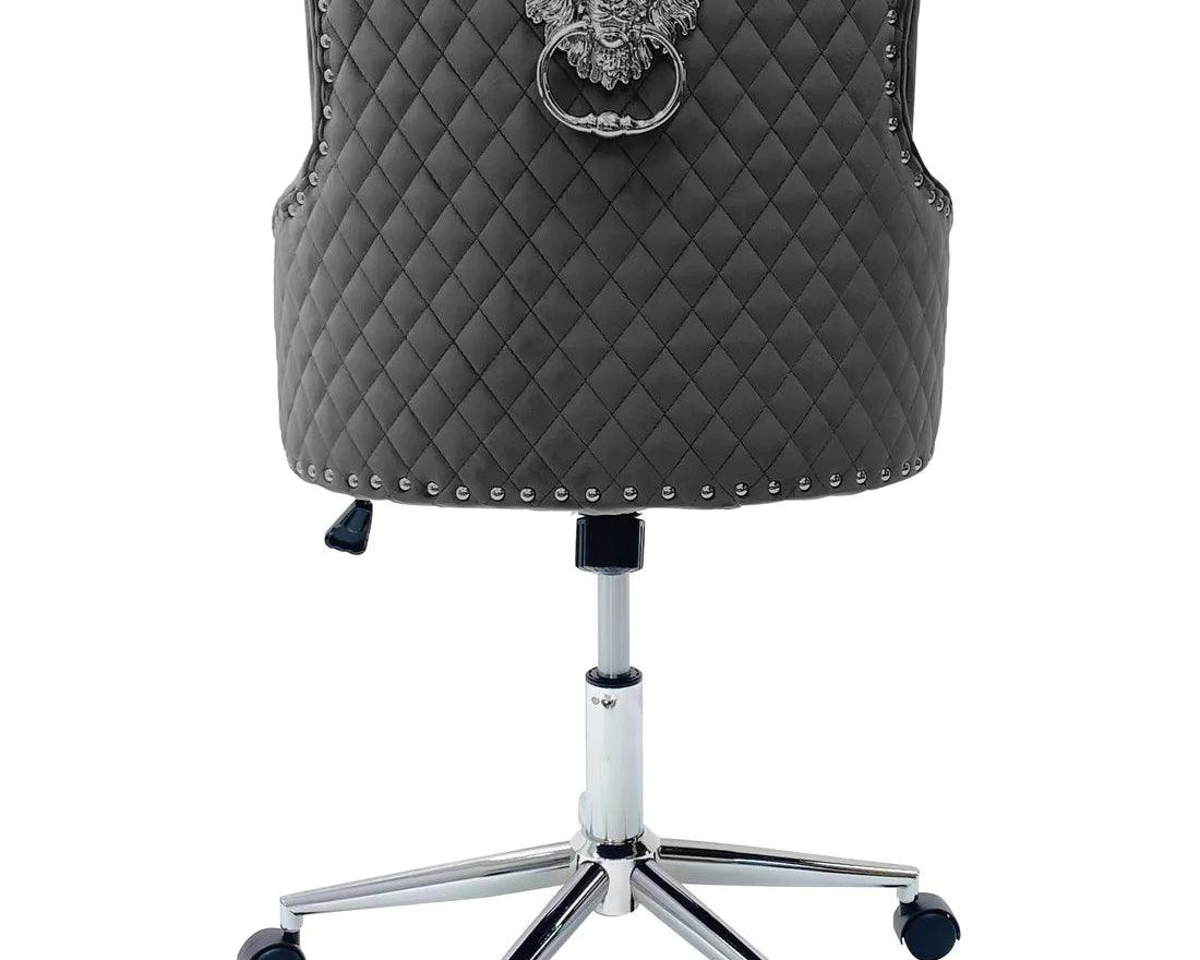 Majestic Grey Velvet Office Chair-Esme Furnishings