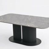 Sydney 160cm Grey Ceramic Marble Dining Table With Ravenna Green Velvet Chairs