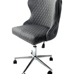 Valentino Grey Velvet Office Chair-Esme Furnishings