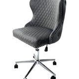Valentino Grey Velvet Office Chair-Esme Furnishings