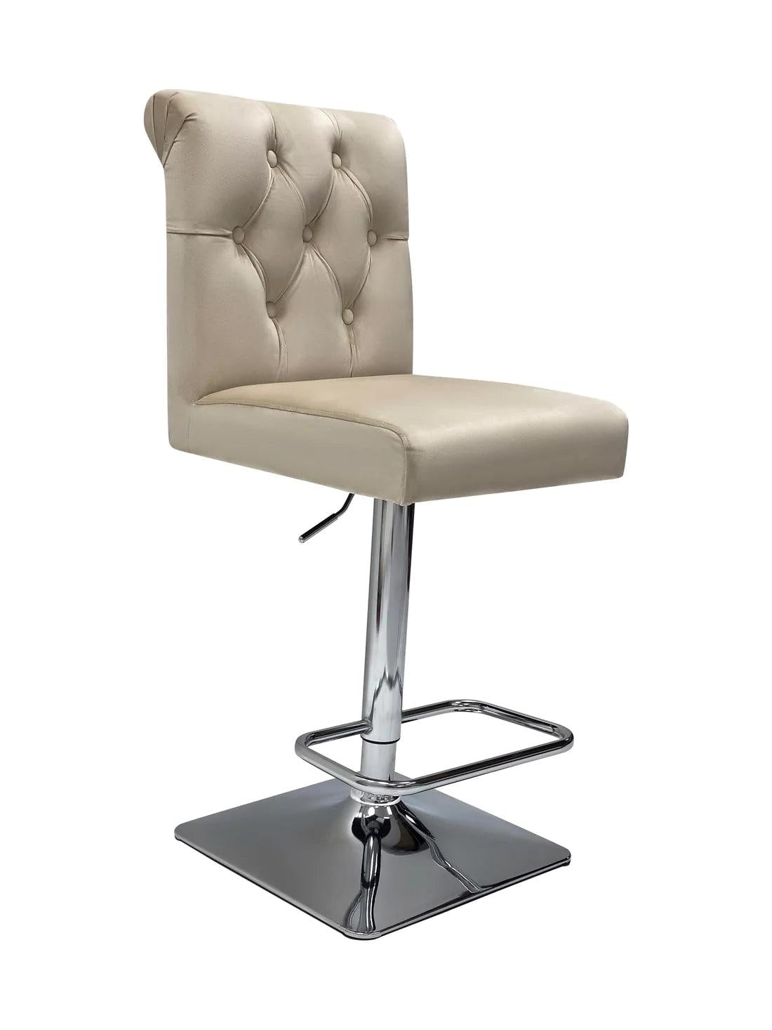 Sophia Mink Quilted Lion Knockerback Plush Velvet Bar Stool-Esme Furnishings