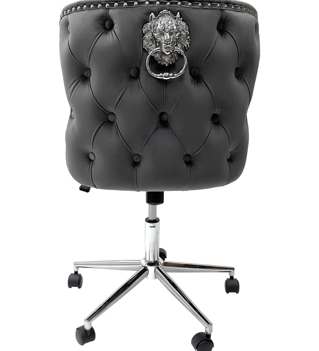 Valentino Grey Velvet Office Chair-Esme Furnishings