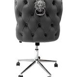 Valentino Grey Velvet Office Chair-Esme Furnishings