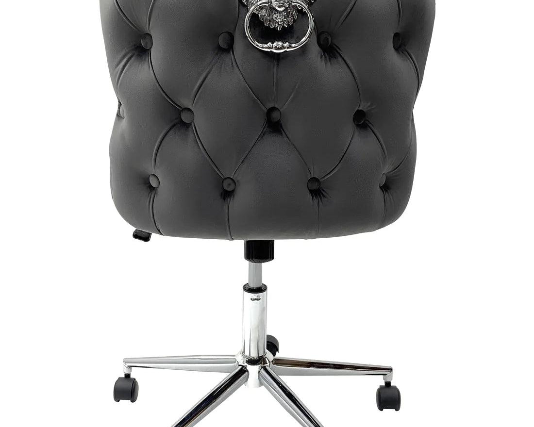 Valentino Grey Velvet Office Chair-Esme Furnishings