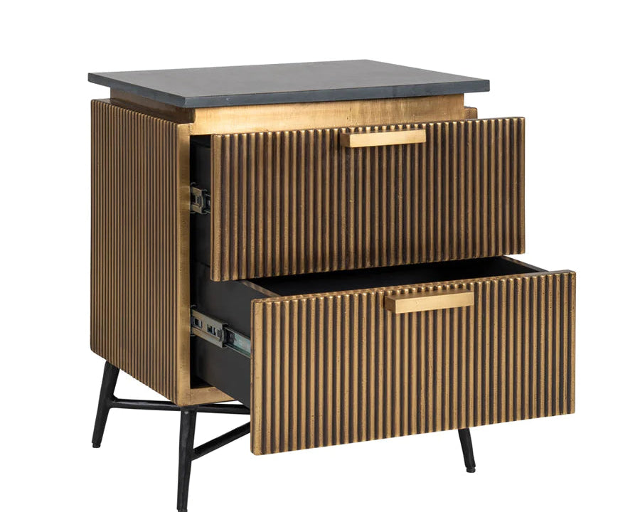 Richmond Ironville Golden 2 Drawer Bedside Cabinet-Belmont Interiors