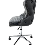 Valentino Grey Velvet Office Chair-Esme Furnishings