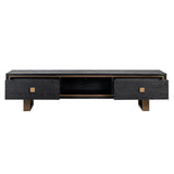 Richmond Interiors Hunter Black Oak and Gold 2 Drawer TV Unit