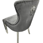Louis 200cm Cream Marble Dining Table + Chrome Ring Knocker Dining Chairs-Esme Furnishings