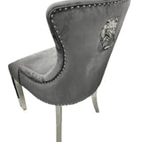 Louis 200cm Cream Marble Dining Table + Chrome Ring Knocker Dining Chairs-Esme Furnishings
