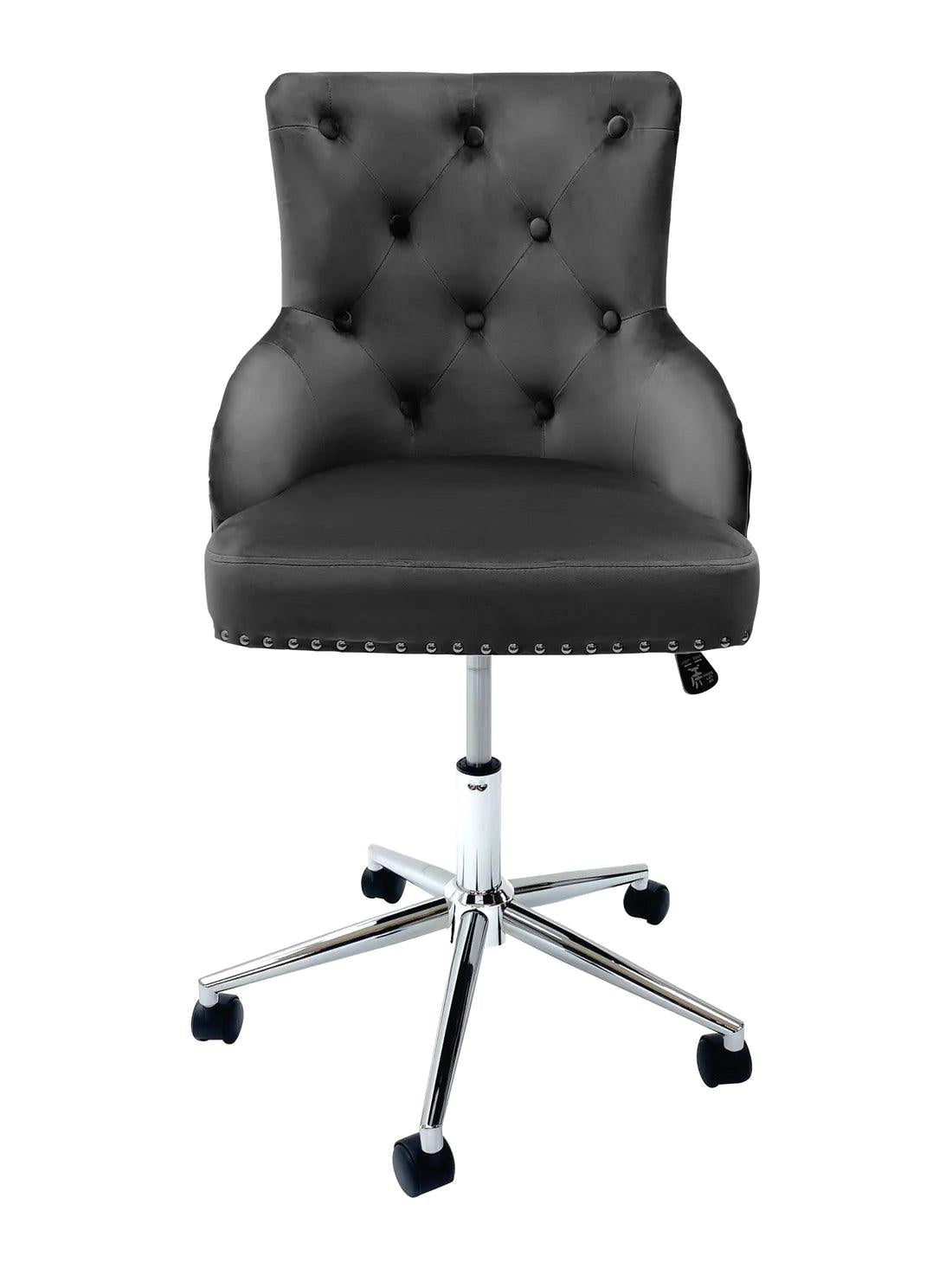 Majestic Grey Velvet Office Chair-Esme Furnishings