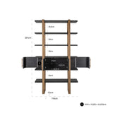 Richmond Interiors Cambon Gold Stainless Steel Bookcase with Dark Coffee 4 Door Cabinet