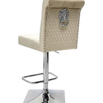 Sophia Mink Quilted Lion Knockerback Plush Velvet Bar Stool-Esme Furnishings