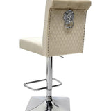 Sophia Mink Quilted Lion Knockerback Plush Velvet Bar Stool-Esme Furnishings