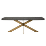 Richmond Interiors Cambon Dark Coffee Oak Danish Oval Dining Table with Brushed Base