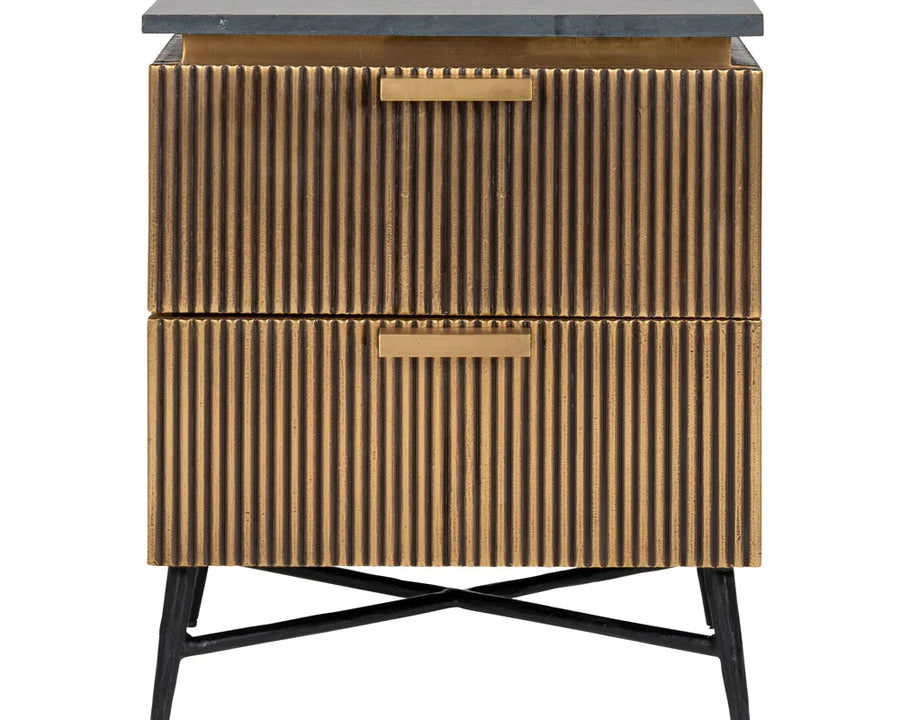 Richmond Ironville Golden 2 Drawer Bedside Cabinet-Belmont Interiors