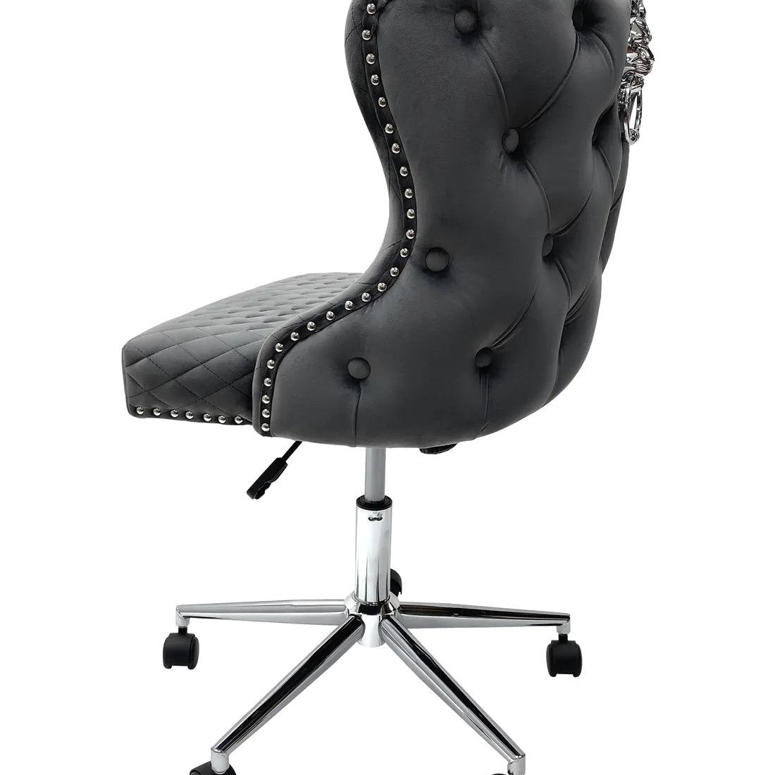 Valentino Grey Velvet Office Chair-Esme Furnishings